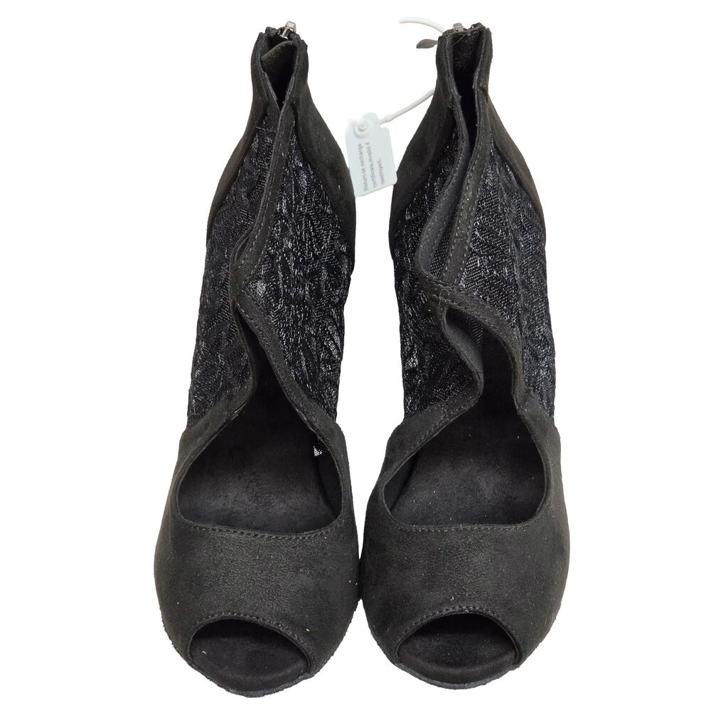 Dance and Sway Black Lace Dance Heels Size 7 Salsa Ballroom 4" NWT